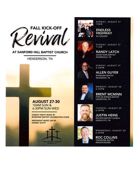 Fall Kickoff Revival August 27 30 2023 At Sanford Hill Baptist Church Henderson Madison