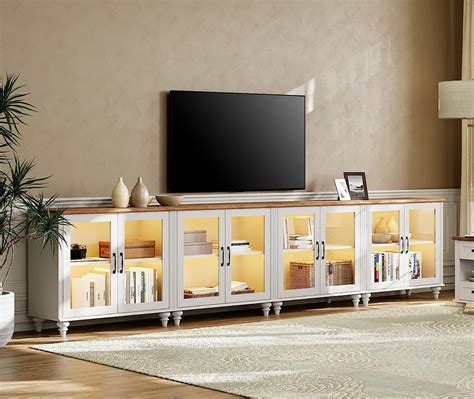 Amazon Wampat Large Tv Stand For Tvs Up To Inch White