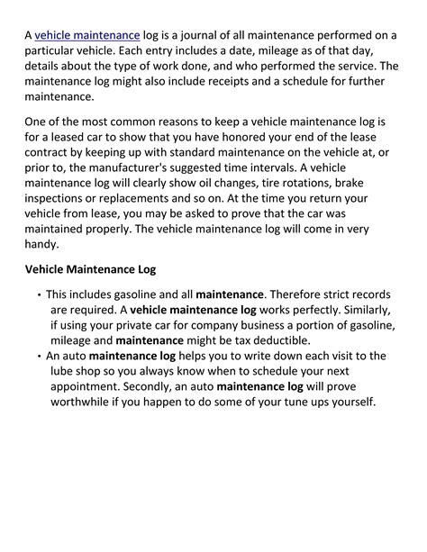 43 Printable Vehicle Maintenance Log Templates ᐅ TemplateLab