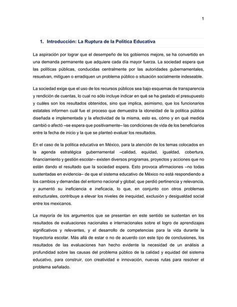 Evolucion De La Politica Educativa En Mexico Pdf