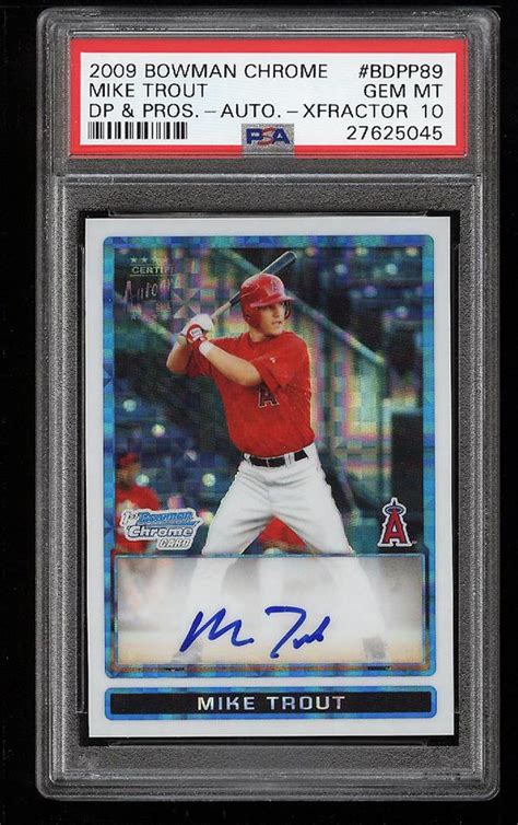 2009 Bowman Chrome Draft Xfractor Mike Trout ROOKIE RC AUTO 225 PSA 10