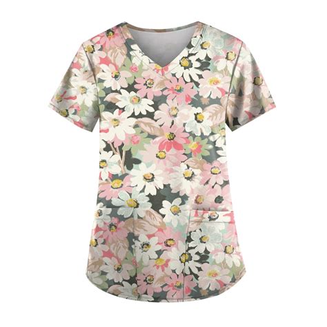 Ydkzymd Uniform Scrub Tops Sets Women Joggers Floral Flowers Plus Size