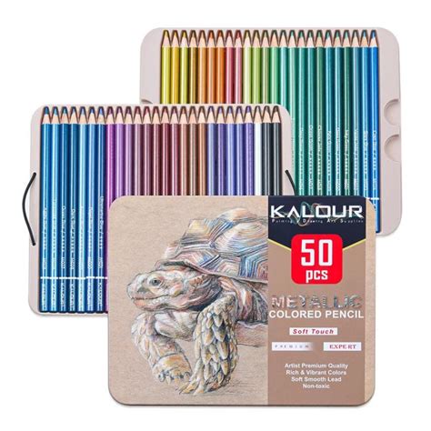 KALOUR 50 Colors Metallic Colored Pencils Drawing Sketching Set ...