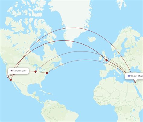 All Flight Routes From San Jose To Tel Aviv Yafo Sjc To Tlv Flight