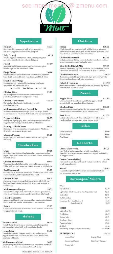 Online Menu of Mint Restaurant, Mobile, Alabama, 36608 - Zmenu