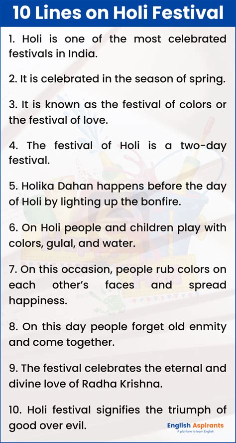 Holi Essay In English Lines Lines On Holi Festival