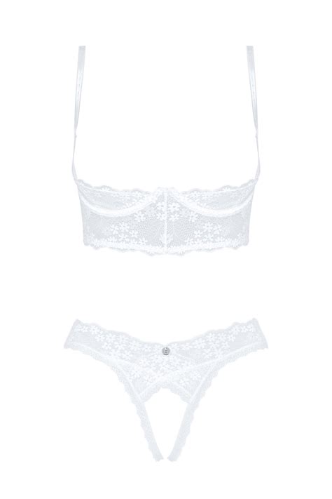 Obsessive Women S Lingerie Set Shelf Bra And Thong Heavenlly White