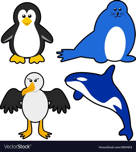 Antarctica animals Royalty Free Vector Image - VectorStock