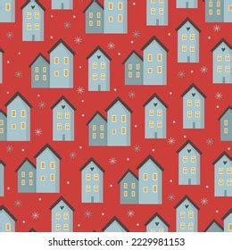 House Silhouette Outline Seamless Pattern Cute Stock Vector (Royalty ...