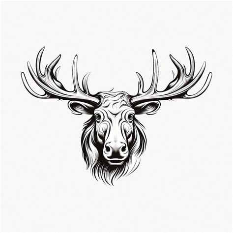 Detailed Black And White Deer Illustration Premium Ai Generated Vector