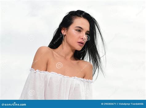 Beautiful Hispanic Girl Portrait Of Beautiful Model With Natural Nude Make Up Stock Image
