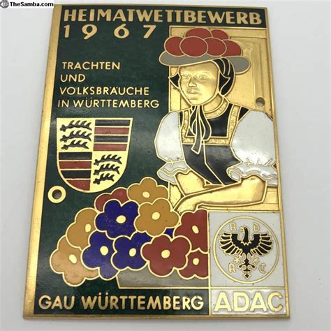 TheSamba VW Classifieds Adac Enamel Badge 1967 Girl Flowers