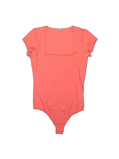 Intimately By Free People Solid Pink Orange Bodysuit Size M Off