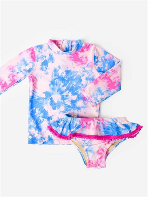 Shade Critters Girls Sunset Tie Dye Rashguard Set