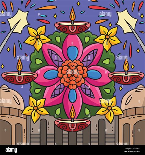 Diwali Rangoli Colored Cartoon Illustration Stock Vector Image & Art ...