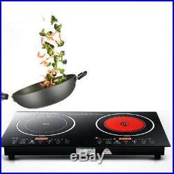 110V/2200W Electric Induction Cooker Cooktop Countertop Double Burner 8 ...