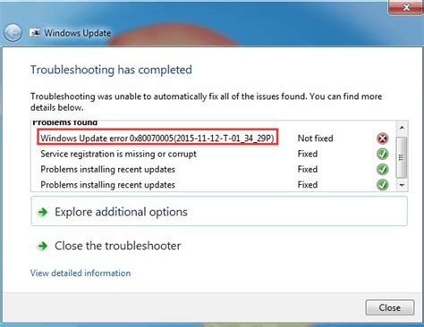 Windows 7 10 Update Error 0x80070005 Access Denied The Error Code Pros