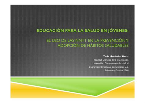 Pdf Educaci N Para La Salud En J Venes El Uso De Las Nuevas