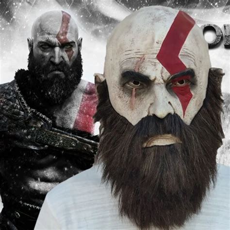 New 2018 Game God Of War 4 Mask with Beard Cosplay Kratos Helmet ...