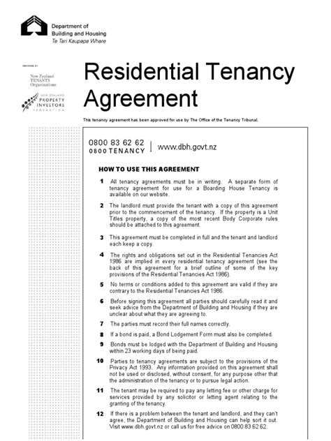 Residential Tenancy Agreement Leasehold Estate Landlord