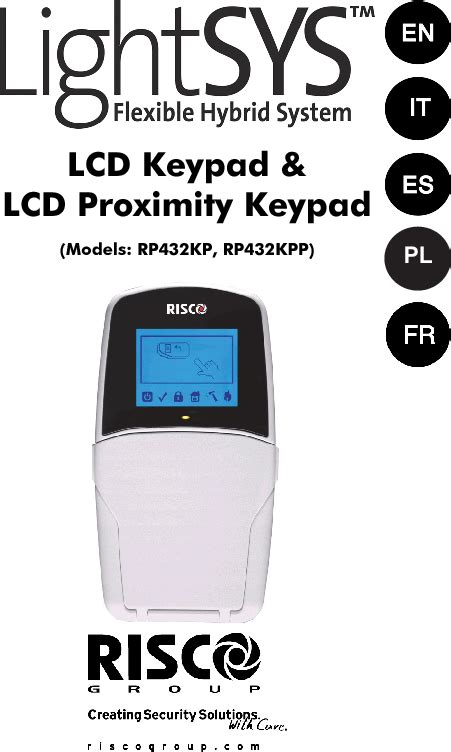 Risco RP432KPP Keypad Including Proximity User Manual Manual