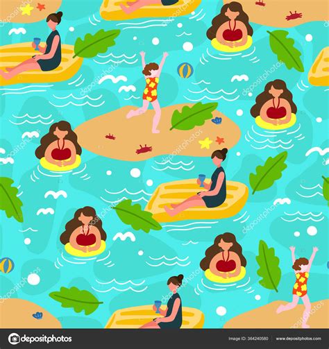 Summer Beach Seamless Pattern Vector Background Stock Vector By