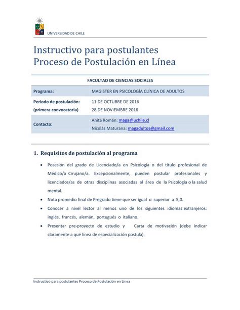 Pdf Instructivo Para Postulantes Proceso De Postulacio N En L Nea