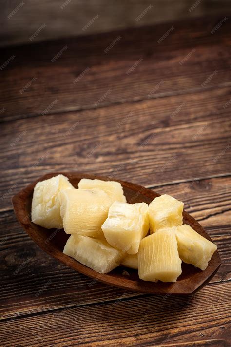 Premium Photo Cooked Cassava Served On Plate On The Table