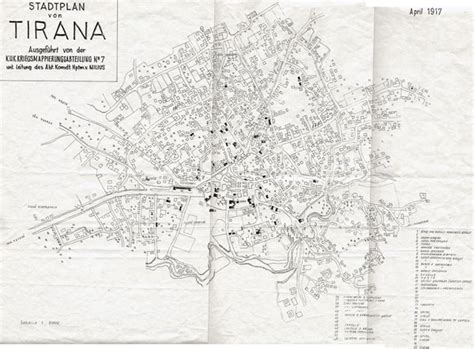 Large scale old map of Tirana – 1917. Tirana large scale old map – 1917 ...