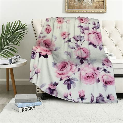 Canflashion Decorative Throw Blankets Soft Plush Lively Rose Floral