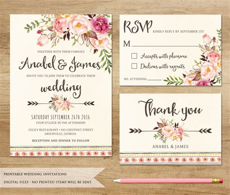 Best 21 Printable Wedding Invitations Templates - Home, Family, Style ...