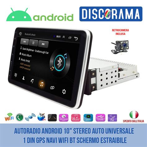 AUTORADIO ANDROID 10 STEREO AUTO UNIVERSALE 1 DIN GPS NAVI WIFI BT