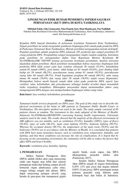 Pdf Lingkungan Fisik Rumah Penderita Infeksi Saluran Pernafasan Akut