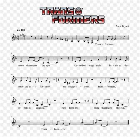 Transformers G1 80's Cartoon Theme Song - Sheet Music, HD Png Download ...