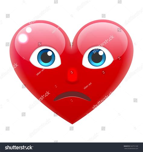 Sad Heart Smile Emoticon Unhappy Heart Stock Vector (Royalty Free ...