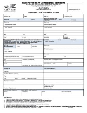 Fillable Online Submission Form For Sample Testing Fax Email Print