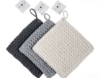 Set Of 2 Potholders Thick Loomed Trivet Woven Hot Pad Etsy