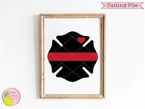 Firefighter Wife Svg Thin Red Line Firefighter Badge Svg Etsy