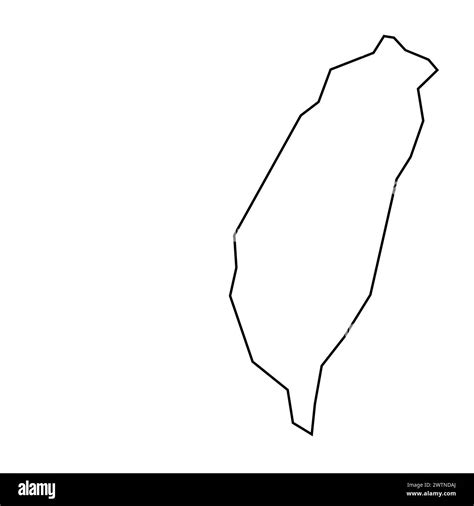 Taiwan Country Thin Black Outline Silhouette Simplified Map Vector