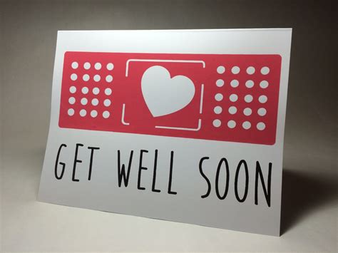 Get Well Soon Card Band Aid Pink Heart Screen Print Etsy