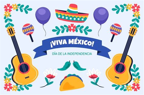 Free Vector Flat Background For Mexico Independence Day Celebration