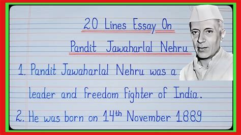 20 Lines Essay On Pandit Jawaharlal Nehru In English L Essay On