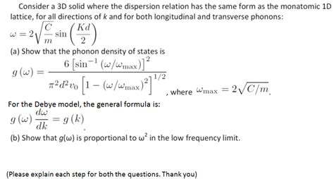 Solved For A 3D Solid Determine An Expression For Phonon Chegg