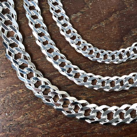 Mens Silver Double Curb Chain 6mm 75mm 9mm Wide Etsy