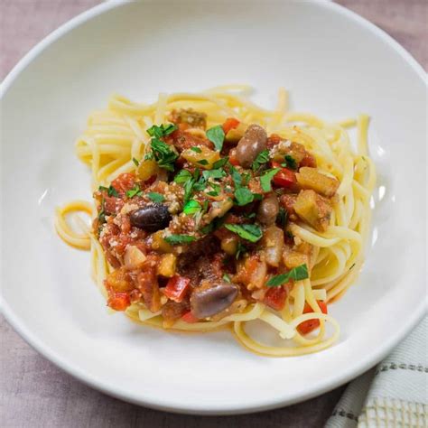 Easy Mediterranean Eggplant Pasta Sauce - Everyday Eileen