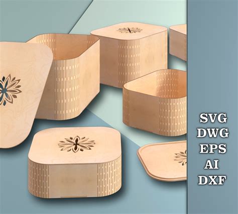 Living Hinge Box Flexible Vector Files For Laser Cutting 6 Etsy