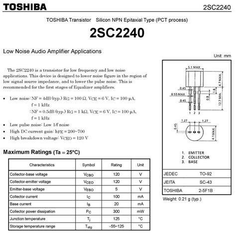 10x 2SC2240-BL TOSHIBA Audio Low Noise Transistor, C2240. 6921407466098 ...