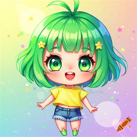 Illustration Of A Nude Chibi Character Base With Large Eyes Against A