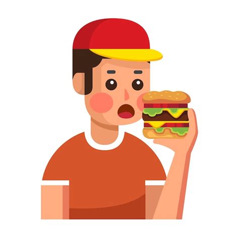 Premium Vector People Eat Burgers Icon Illustration Vector Design