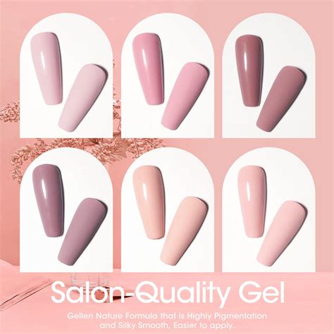 Nude Gel Nail Polish Set Nude Neutrals Brown Orange 6 Colors Gel